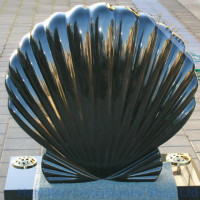 carved sea shell headstone